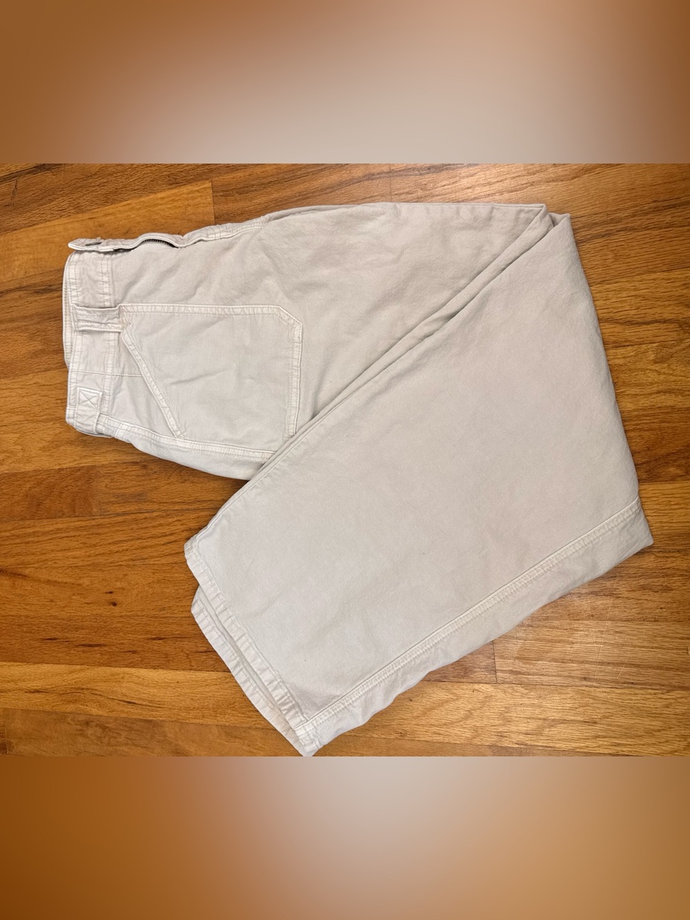 American Eagle Cream Wide Leg Jeans Size 4 Regular
